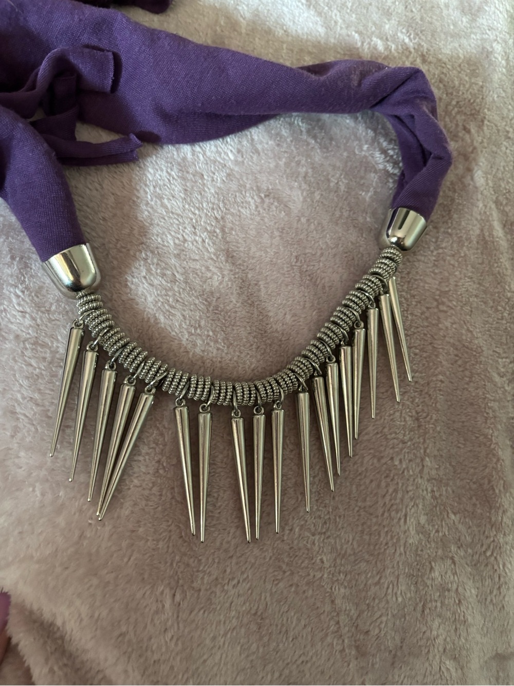 Purple Fabric Spike Statement Scarf!